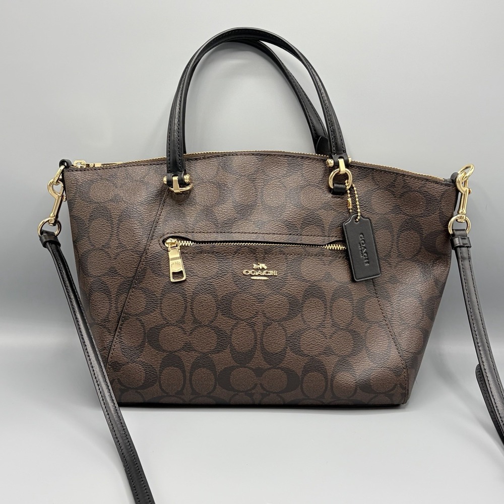 Coach Prairie Women's Satchel Bag Black/Brown Medium Convertible Crossbody